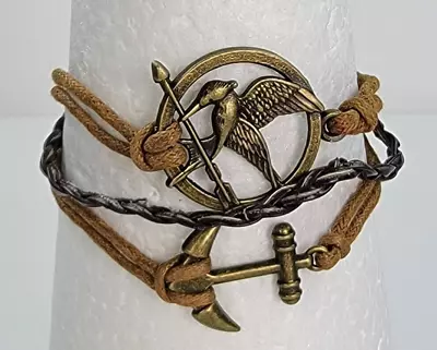 Hunger Games Mockingjay Bird Charm Leather Bracelet 8  • $12