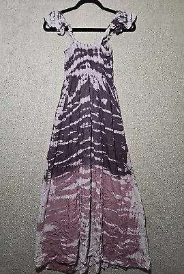 Kiwi Punch Maxi Dress Womens XS Purple Summer SunDress Tie Dye Front Slits • $14.95