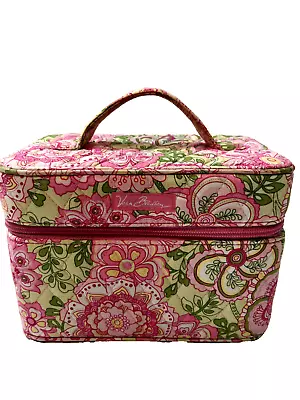 VERA BRADLEY PETAL PINK TRAIN Case Cosmetic Quilted /Mirror  Retired • $33.75