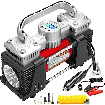 New Tyre Inflator Portable Air Compressor 12V Double Cylinders Car Tyre Pump... • $102.99