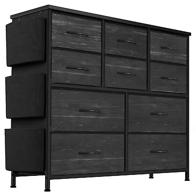 10/12 Drawers Nightstand Chest Dresser Organizer Storage Cabinet Charcoal Black. • $86.95