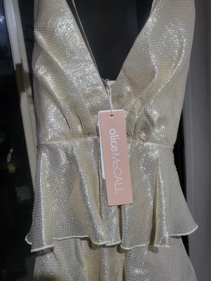 $102 • Buy Alice Mccall Ruffled Lurex Mini Dress Size 10