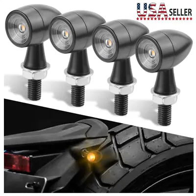 4x Black Motorcycle Bullet LED Turn Signals Blinker Light For Bobber Cafe Racer • $21.98