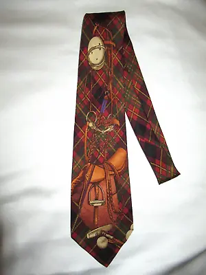 Vintage Polo Ralph Lauren Handmade Silk Neck Tie Equestrian Plaid • $34.99