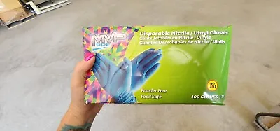 Blue 3 MIL Nitrile/Vinyl Disposable Gloves Powder Free/Food Safe Industrial PPE • $2.99