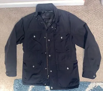 Coach Men's Wax Cotton Field Jacket Utility Coat Stowable Hood Black Size Small • $65
