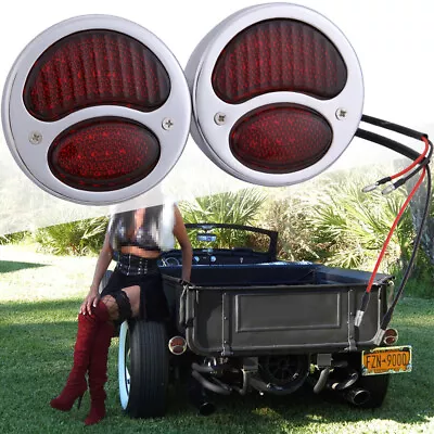 2x Model A Vintage Custom Hot Rat Street Rod Tail Lights Stop For Ford Car Truck • $61.05