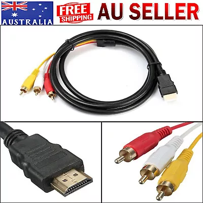 HDMI Male To 3 RCA RGB Male Audio Video Cable Adapter For HDTV DVD Player OZ AUS • $8.99