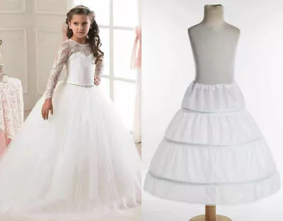 RULTA A-line 3 Hoops Wedding Flower Girl Underskirt Petticoat Kids Crinoline FS • £5.95