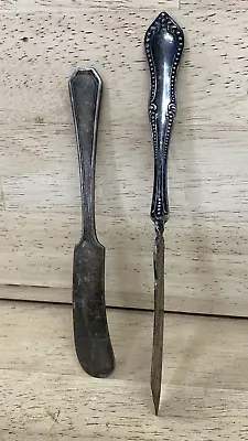 2 Antique *W.S. & CO. 1877 Twisted & Meriden SILVER PLATE BUTTER Knives • $13.89