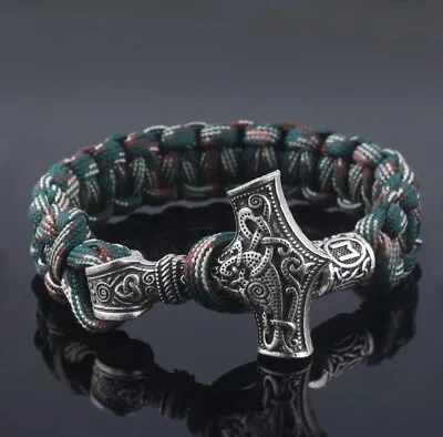 Viking Norse Mjolnir Hammer Rope Bracelet **uk Seller** Men Present Gift • £4.79