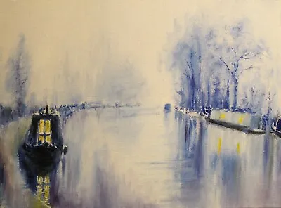 Turner Thrupp Canal Narrow Boats Oxfordshire River Water Original Oil Painting • £70