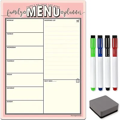 £11.95 • Buy Magnetic Weekly Meal Planner And Dry Wipe Fridge Calendar Whiteboard Dry Erase