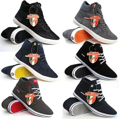 Lambretta Mens Hi Tops Trainers New Ankle Flat Pumps Quilted Fashion Boots Shoes • £19.99