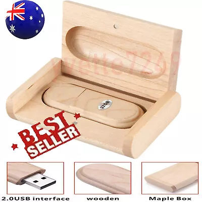 Wooden USB 2.0 Flash Drive Pen Drives Wood U Disk+Memory Stick Wood Box Useful • $17.67