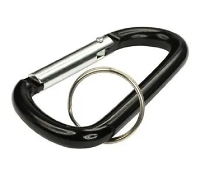 2pc 3  Aluminum Carabiner D-Ring Keychain Locking Spring Belt Clip Snap Hook BLK • $5.99