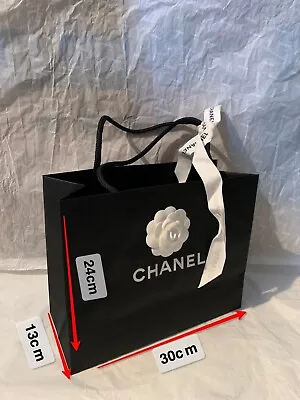 100% Authentic Chanel Black Paper Gift Bag  Approx. 30x24×13cm With Ribbon • £10.50