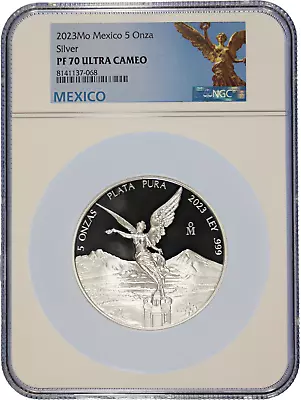 2023 Proof Silver Mexican Libertad Onza 5oz NGC PF70UC Mexico Label • $357.99