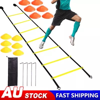 Football Training Equipment For Kids Speed Agility Agility Ladder Set 12 Rung 6M • $15.79