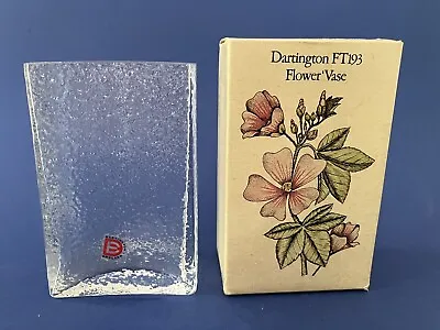 Vintage Dartington Rectangular Flower Vase FT193 Textured Glass 4.25  Boxed • £12.50