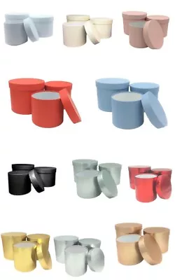£14.99 • Buy Set Of 3 Round Box Nest Sets Flowers Gifts Jewellery Storage Stacking Hat Boxes