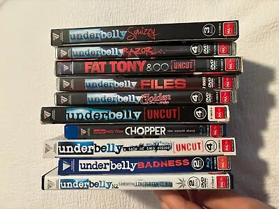 UNDERBELLY Collection TV DVD Lot X 10 Squizzy Razor + More! Reg 4 Blu Ray Mix • £96.16