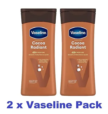 Vaseline Intensive Care Body Lotion Cocoa Radiant 2 Pack 200ml Best Result UK • £7.99