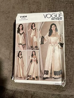 New Vogue Sewing Pattern 1834 ROBE BELT CAMISOLE SLIP SHORTS 8-16 Or 16-24 • $12.50