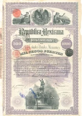  Christopher Columbus  1885 - Republica Mexicana - Mexican Stocks & Bonds • $2545