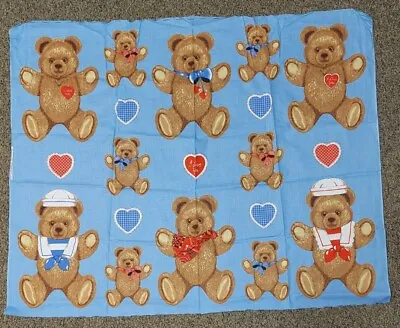 Vintage Hallmark Wamsutta Teddy Bear Fabric Panel Hearts 36x44 NOS • $15