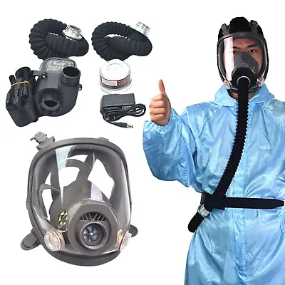£135.99 • Buy Electric Full Face Gas Mask Kit Respirator System Constant Flow Supplied Air Fed