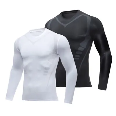 Men Long Sleeve Quick Dry Compression Shirt Gym Tops Under Base Layer Tights New • $10.84