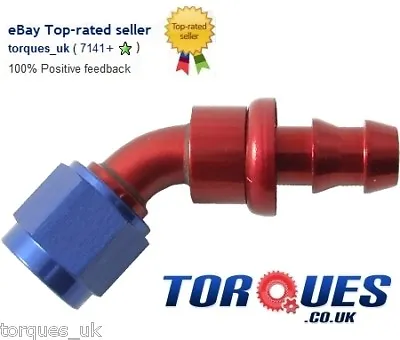 £9.49 • Buy AN -6 (AN6) 45 Degree Push-On Fuel Hose Fitting 