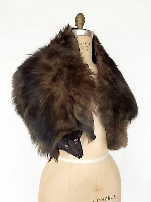 Vintage 1920s Fur Stole Wrap Mink Marten Head And Eyes • $88