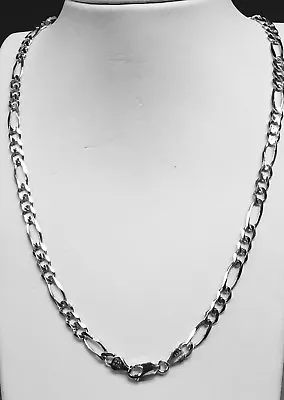 14k Solid White Gold Mens Figaro Curb Link Chain/Necklace 20  6mm 21 Grams • $1978