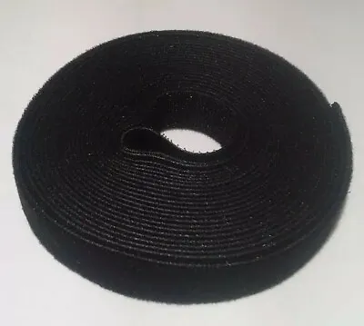 Cable Tie Roll Double Sided 3/4   15ft (5 Yards) Reusable Strap Black Cable Wrap • £6.51
