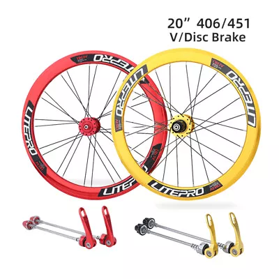 $303.47 • Buy Folding Bike Wheelset 406/451 Wheel Disc V Brake 20in 40mm H 120 Sound 4 Peilin