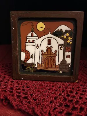 Hand Painted Decorative Wall Art Tile Quito Ecuador Mission 4 1/2 X 4 1/2 Inches • $15