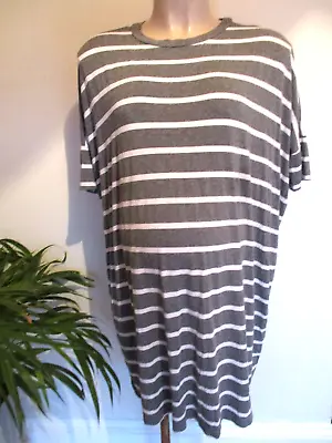 Asos Maternity Grey Marl & White Stripe T-shir Nightie Nightdress Size 10 • £6