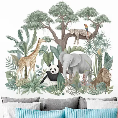 £8.99 • Buy UK Tropical Animal Rainforest Large Kid Bedroom Wall Stickers Mural Jungle Decor