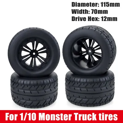 £49.99 • Buy 115MM Tire Wheel 12mm For 1/10 RC Buggy Monster Truck Car LRP HPI HSP Savage XS