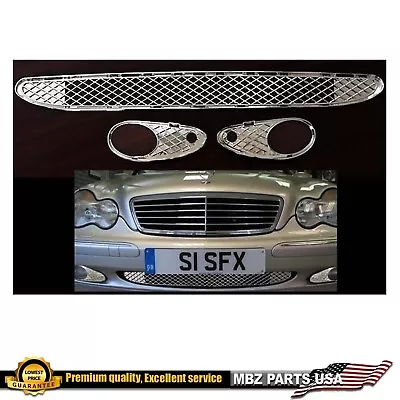 C-Class 01-07 W203 Base Bumper Chrome Grille Mesh Trims Molding C230 Factory 240 • $98