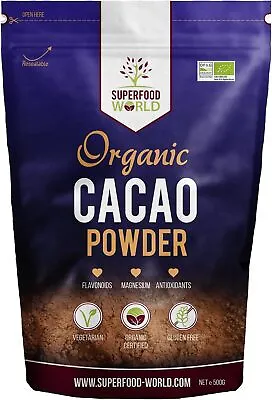 Organic Peruvian Raw Cacao - Premium Cocoa Powder 500g - Nature’s Chocolate P • £14.95