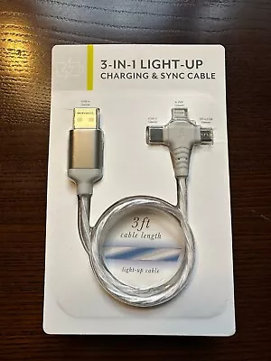 Charging & Sync Cable 3-in-1 Light-Up Charger 3 Ft • $4.90