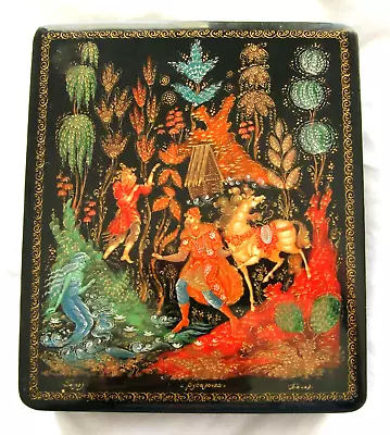 Vintage Russian Signed Hand Painted Lacquer Box - From Ashville VA Estate  (A38) • $150