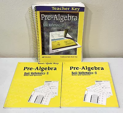 A Beka Pre-Algebra Basic Mathematics II Book Set - Teacher Tests Quizzes Keys • $32.40