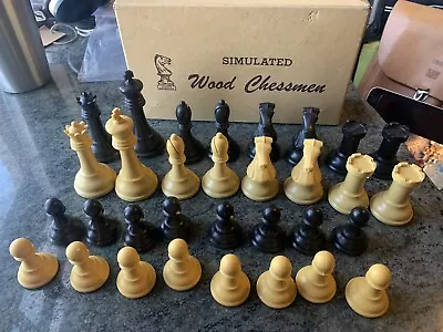 EUC Vintage No. 35 Simulated Wood Chessmen DRUEKE Games Original Box • $195.95