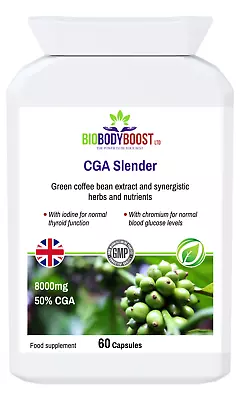 CGA Slender-8000mg Raw Green Coffee-High Strength Slimming Formula-60Vegan Caps • £16.99