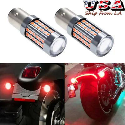 2x 1157 Red LED Strobe Flash Blinking Rear Brake Tail Light Bulbs For Motorcycle • $16.99