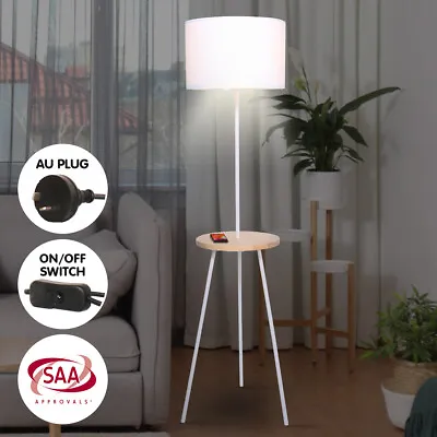 $69 • Buy Sarantino Metal Tripod Floor Lamp Shade With Wooden Table Shelf White